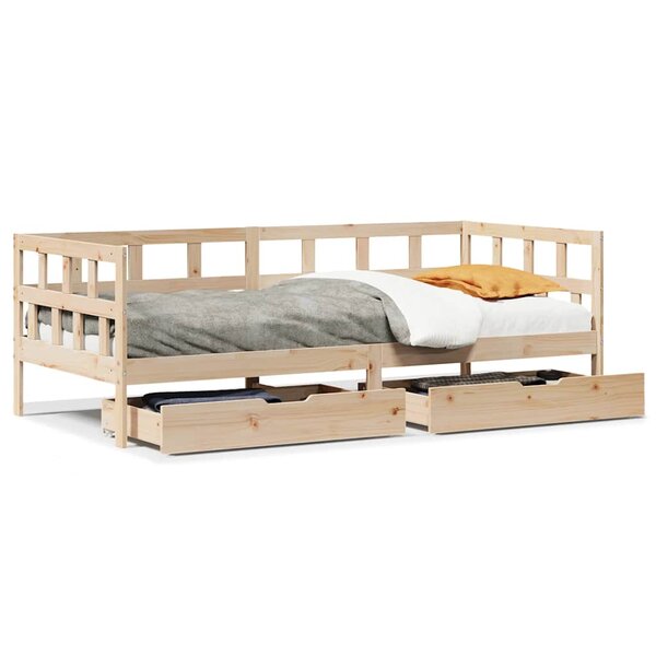 vidaXL Lit de jour avec tiroirs sans matelas 90x190 cm bois massif