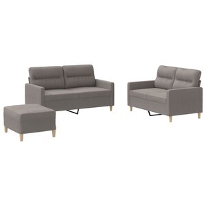 vidaXL Ensemble de canapés 3 Pièces avec coussins Taupe Tissu