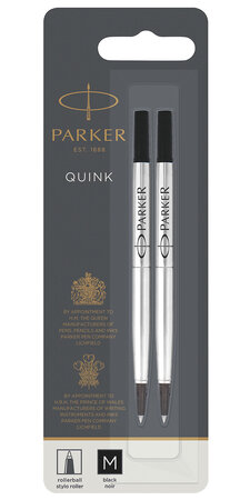 PARKER recharge Stylo Roller  pointe moyenne  noire  blister X 2