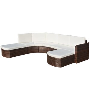vidaXL Salon de jardin 4 Pièces avec coussins Résine tressée Marron