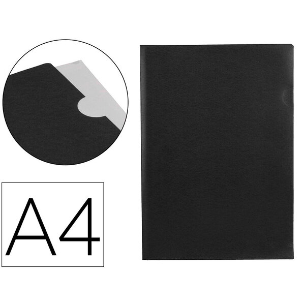 Pochette coin liderpapel polypropylene 180 microns a4  210x297mm capacite 20f        coloris noir opaque