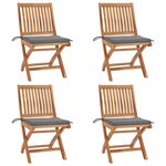 vidaXL Chaises pliables de jardin avec coussins lot de 4 Teck solide