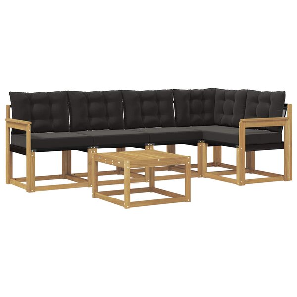 vidaXL Ensemble de canapés d'extérieur 6 Pièces Blanc et noir
