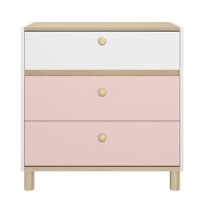 Commode 3 tiroirs rose blanc