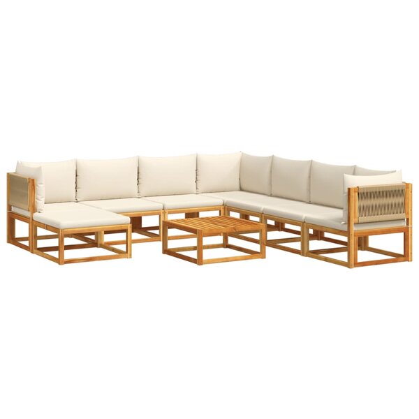 vidaXL Salon de jardin avec coussins 9 Pièces bois massif d'acacia
