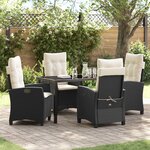 vidaXL Ensemble de salle à manger de jardin 5 pièces avec coussins en rattan poly noir