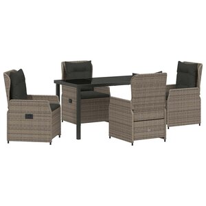 vidaXL Ensemble de salle à manger pour jardin 5 Pièces Gris polyrotin