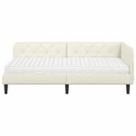 vidaXL Cadre de lit d'angle avec matelas Crème 90 x 190 cm Velours
