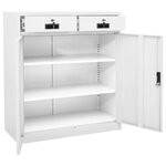 Armoire de bureau rangement durable avec 2 étagères réglables 90 x 40 x 102 cm en acier blanc 02_0046907