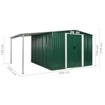 Vidaxl abri de jardin à portes coulissantes vert 386x259x178 cm acier