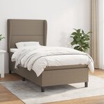 vidaXL Sommier à lattes de lit avec matelas Taupe 90x200 cm Tissu