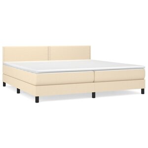 vidaXL Sommier à lattes de lit avec matelas Crème 200x200 cm Tissu