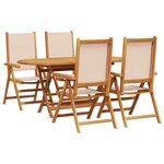 vidaXL Ensemble de salle à manger pour jardin Pliant 5 Pièces Beige