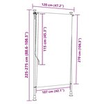 vidaXL Store roulant d'extérieur orange et blanc 120x270cm tissu acier