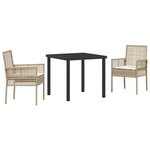 vidaXL Ensemble de salle à manger pour jardin 3 Pièces Beige Poly rotin