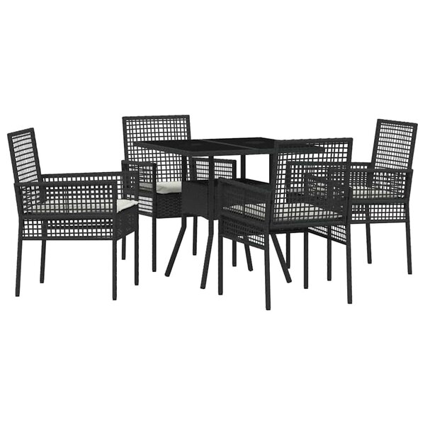 vidaXL Ensemble de salle à manger pour jardin 5 Pièces Noir Poly rotin