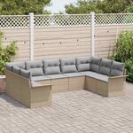vidaXL Ensemble de canapé de jardin 9 Pièces Beige polyrotin