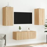 vidaXL Unités murales TV avec LED 4 Pièces chêne sonoma bois d'ingénierie