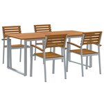 vidaXL Ensemble de salle à manger pour jardin 5 Pièces Gris et marron