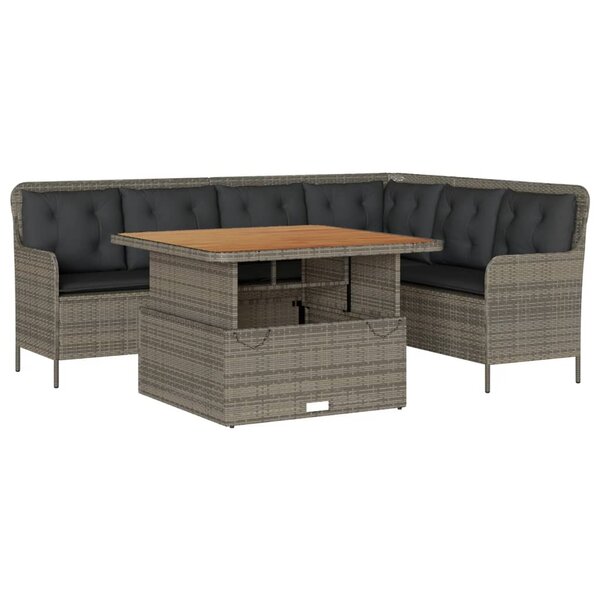 vidaXL Salon de jardin 2 Pièces avec coussins Gris Résine tressée