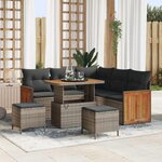 vidaXL Ensemble de canapé de jardin 8 Pièces Gris 90 x 55 x 71 cm