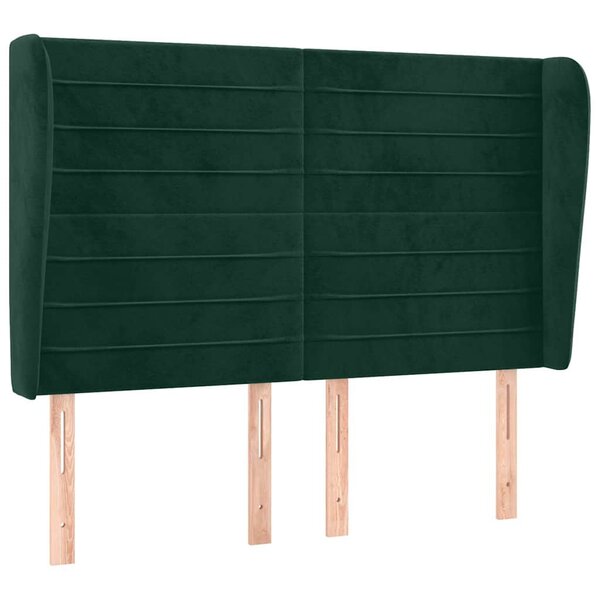 vidaXL Tête de lit avec oreilles Vert foncé 147x23x118/128 cm Velours