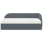 vidaXL Cadre de lit d'angle avec matelas 2 Pièces Gris Velours