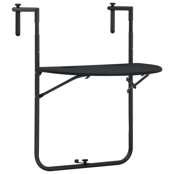 vidaXL Table de balcon Noir 60x64x83 5 cm Plastique Aspect de rotin