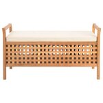 Banc banquette de rangement 93 x 49 x 49 cm bois de noyer massif 02_0010743