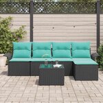 vidaXL Ensemble de canapé de jardin avec stockage 6 Pièces Noir polyrotin