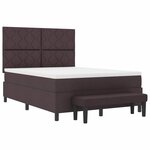 vidaXL Lit à ressorts avec matelas Marron foncé 140 x 200 cm tissu