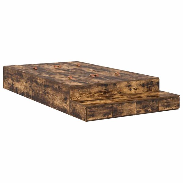 vidaXL Cadre de lit avec rangement Chêne fumé 226.5 x 120 x 31.5 cm