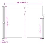 vidaXL Auvent latéral rétractable crème 180x500 cm