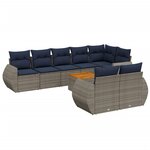 vidaXL Salon de jardin 9 Pièces avec coussins gris résine tressée