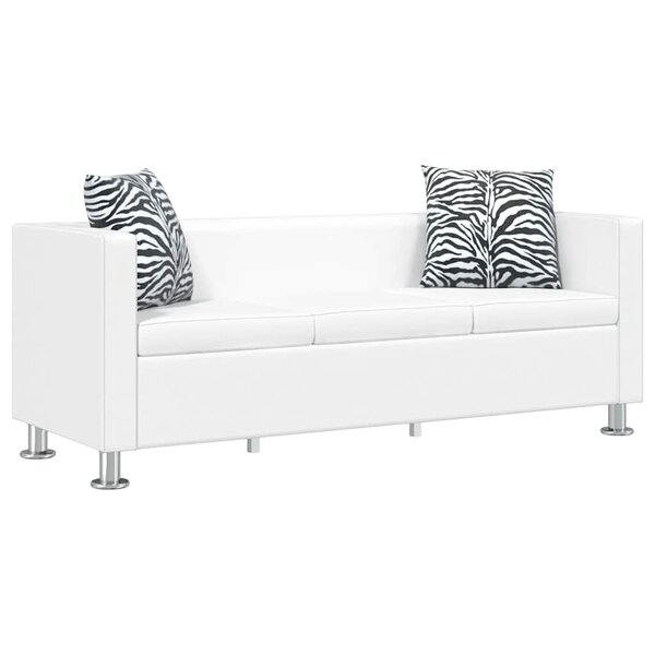 vidaXL Canapé à 3 places cuir artificiel blanc