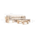 Salon de jardin meuble d'extérieur ensemble de mobilier palette 4 pièces avec coussins sable bois 02_0018371