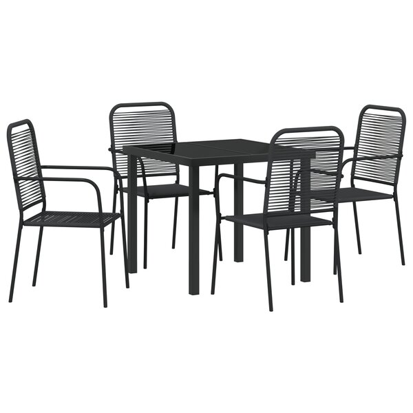 vidaXL Ensemble de jardin 5 pièces en corde de coton noir et acier