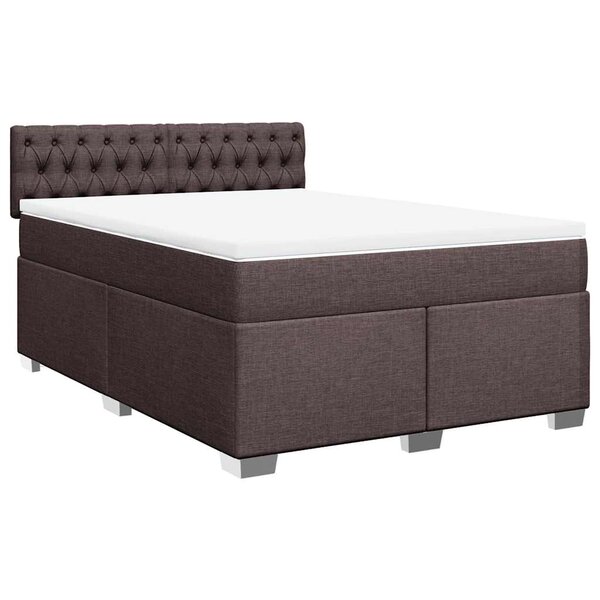 vidaXL Sommier à lattes de lit avec matelas Marron foncé 140x190 cm