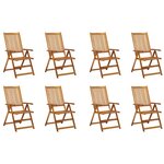 vidaXL Chaises pliables de jardin avec coussins 8 Pièces Bois d'acacia