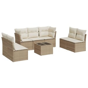 vidaXL Salon de jardin avec coussins 8 Pièces beige résine tressée