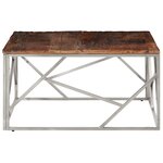 vidaXL Table basse argenté inox et bois de mélèze massif