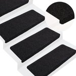 vidaXL Tapis d'escalier auto-adhésifs 15 Pièces 65x24 5x3 5 cm Noir