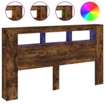 vidaXL Tête de lit à LED chêne fumé 180x18 5x103 5cm bois d'ingénierie