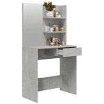 vidaXL Coiffeuse avec miroir Gris béton 74 5x40x141 cm
