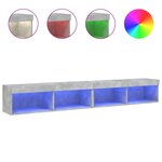 vidaXL Meubles TV avec lumières LED 2 Pièces gris béton 100x30x30 cm