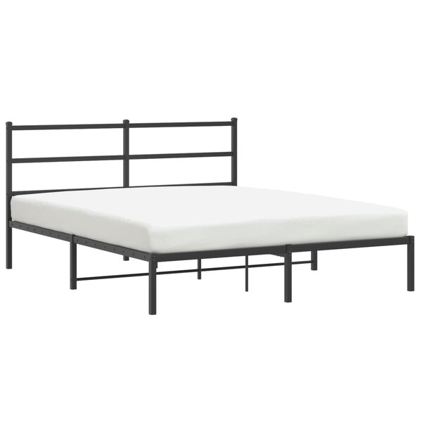 vidaXL Cadre de lit métal sans matelas avec tête de lit noir 150x200cm