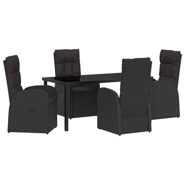vidaXL Ensemble de salle à manger pour jardin 5 Pièces Noir polyrotin