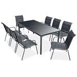 vidaXL Mobilier de salle à manger d'extérieur 9 Pièces Acier Noir