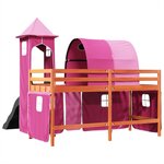 vidaXL Lit mezzanine enfants avec tour rose 90x200 cm bois pin massif