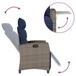 vidaXL Chaise de jardin inclinable avec table d'appoint gris polyrotin